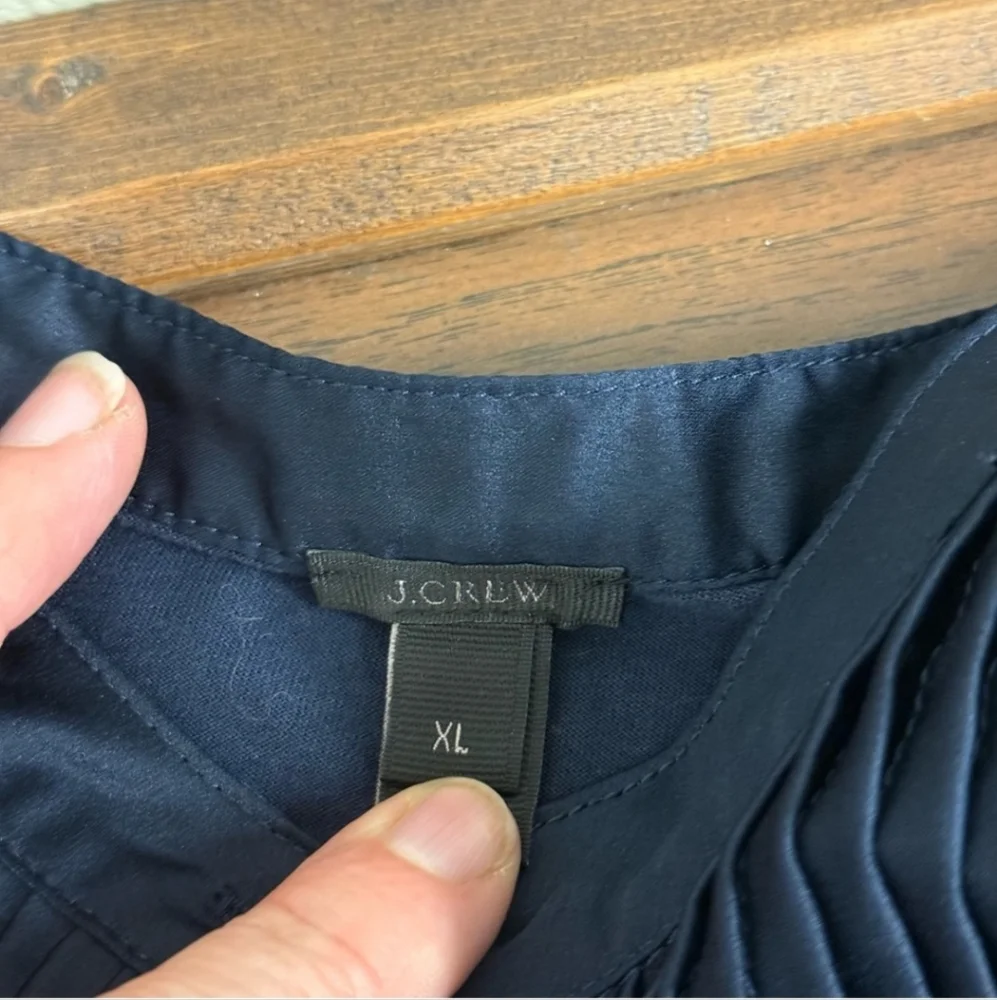 J. Crew Midnight Blue Pleated Blouse - Picture 4 of 5